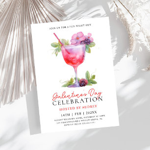Modern Watercolor Cocktail Galentine's Day Party Invitation
