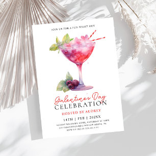Modern Watercolor Cocktail Galentine's Day Party Invitation