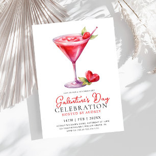 Modern Watercolor Cocktail Galentine's Day Party Invitation