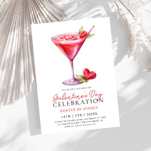 Modern Watercolor Cocktail Galentine's Day Party Invitation