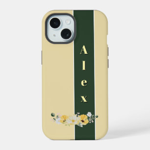 Modern Watercolor colourful Flowers & personalise iPhone 15 Case