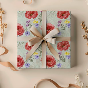Modern Watercolor Colourful Wildflower Pattern Wrapping Paper