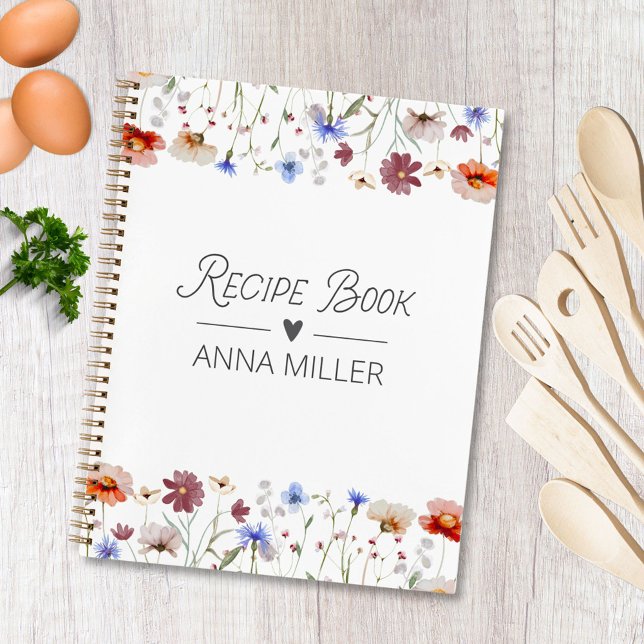 Modern Watercolor Colourful Wildflower Recipe Book (In situ)