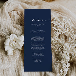 Modern Watercolor Coordinate   Blue Wedding Dinner Menu