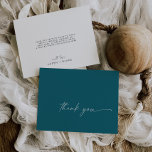 Modern Watercolor Coordinate | Teal Thank You Card<br><div class="desc">This modern watercolor coordinate teal thank you card is perfect for a stylish contemporary wedding. The simple blue green and white design features unique industrial lettering typography with modern boho style. Customisable in any colour. Keep the design minimal and elegant, as is, or personalise it by adding your own graphics...</div>