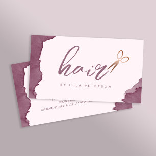 Modern watercolor copper rose gold hair business card