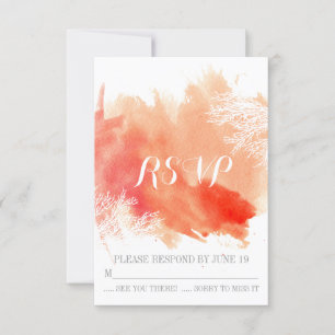 Modern watercolor coral reef wedding RSVP reply Card