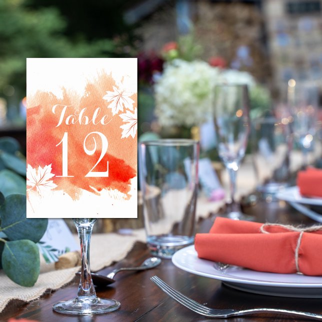 Modern watercolor coral wedding table number (Creator Uploaded)