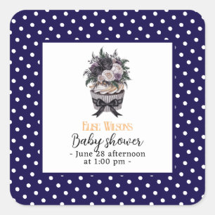 Modern watercolor cupcake baby shower2 square sticker