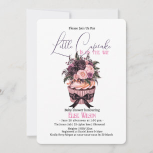 Modern watercolor cupcake baby shower3 invitation