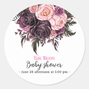 Modern watercolor cupcake baby shower classic round sticker
