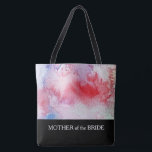 Modern watercolor custom text personalised wedding tote bag<br><div class="desc">Modern handpainted watercolor splatter,  red,  pink,  blue colours. Custom text: Mother of the Bride,   wedding bag,  personal name at the back.
You can easily change the text at the front in "Bridesmaid,  Made of Honour etc" and you can add a name at the back.</div>