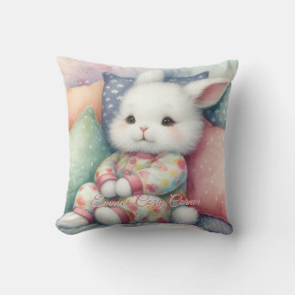 Modern Watercolor Cute Bunny Personalize Cushion