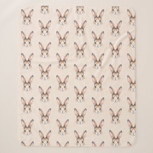 Modern Watercolor Cute Easter Bunny Face Pattern Sherpa Blanket
