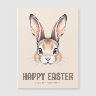 Modern Watercolor Cute Easter Bunny Magnetic Card