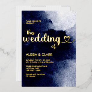 Modern Watercolor Dark Midnight Navy Blue Abstract