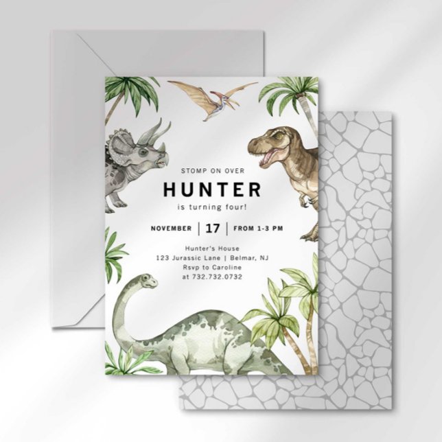 Modern Watercolor Dinosaur Birthday Invitation (Creator Uploaded)