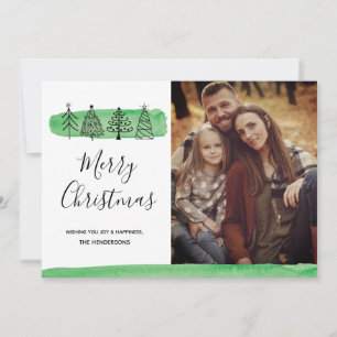 Modern Watercolor Doodle Photo Card