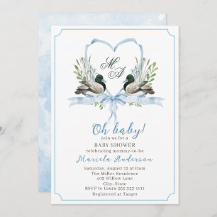 Modern watercolor duck mallard Baby Shower Invitation