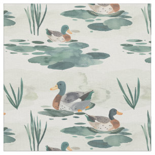 Modern watercolor ducks fabric