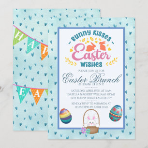 Modern Watercolor Easter Brunch Egg Hunt Invitation