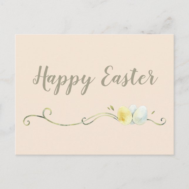Modern Watercolor Egg Trio Easter Postcard (Front)