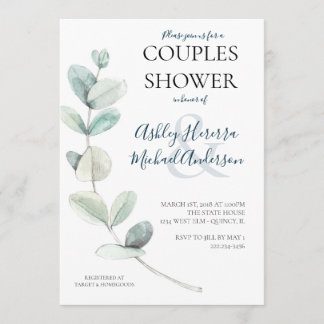 Modern Watercolor Eucalyptus Couples Shower Invite