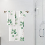 Modern Watercolor Eucalyptus Green Pattern Bath Towel Set<br><div class="desc">Modern Watercolor Eucalyptus Green Pattern</div>