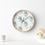 Modern Watercolor Eucalyptus Green Pattern Clock<br><div class="desc">Modern Watercolor Eucalyptus Green Pattern</div>