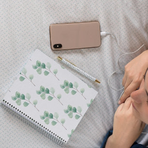 Modern Watercolor Eucalyptus Green Pattern Notebook