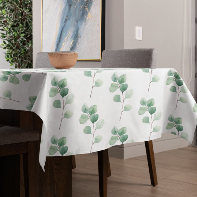 Modern Watercolor Eucalyptus Green Pattern Tablecloth (Creator Uploaded)
