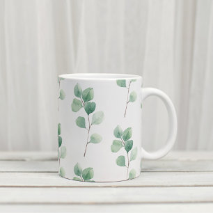 Modern Watercolor Eucalyptus Green Pattern Two-Tone Coffee Mug