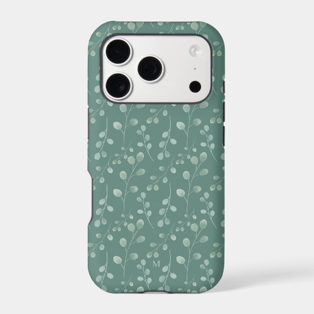 Modern Watercolor Eucalyptus Green Personalised (Back)