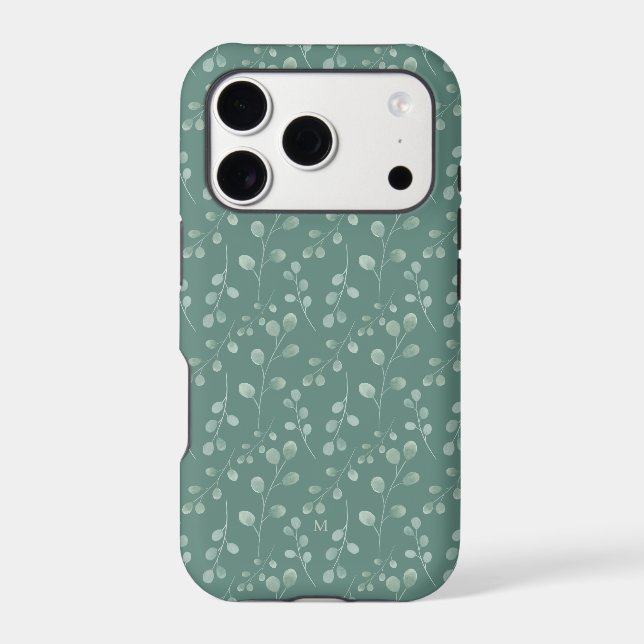 Modern Watercolor Eucalyptus Green Personalised (Back)