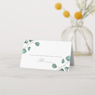 Modern Watercolor Eucalyptus Greenery Wedding Place Card