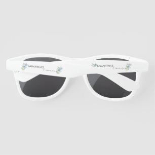 Modern Watercolor Eucalyptus Greenery Wedding Sunglasses