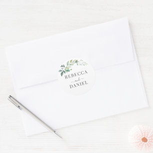 Modern Watercolor Eucalyptus Leaves Greenery Classic Round Sticker