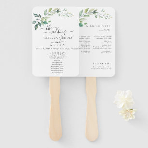 Modern Watercolor Eucalyptus Leaves Greenery Hand Fan