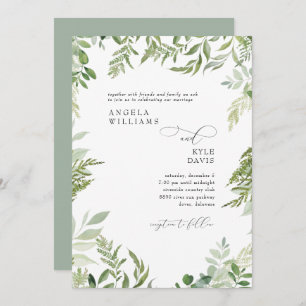 Modern Watercolor Eucalyptus Sage Wedding  Invitat Invitation