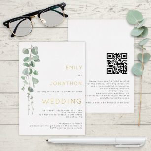 Modern Watercolor Eucalyptus Wedding Gold Real