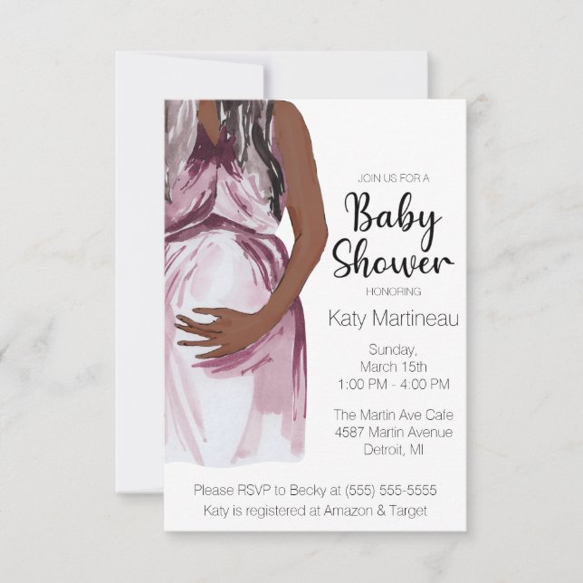 Modern Watercolor Expectant Mother Baby Shower Invitation (Front)