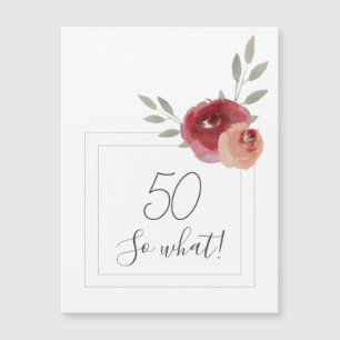 Modern Watercolor Floral 50th Birthday Magnet
