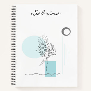 Modern Watercolor Floral Abstract Turquoise Notebook