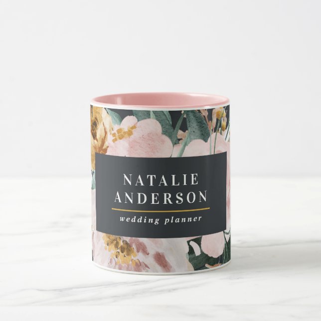 Modern watercolor floral and foliage elegant mug (Center)