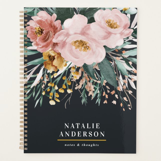 Modern watercolor floral and foliage elegant planner (Front)