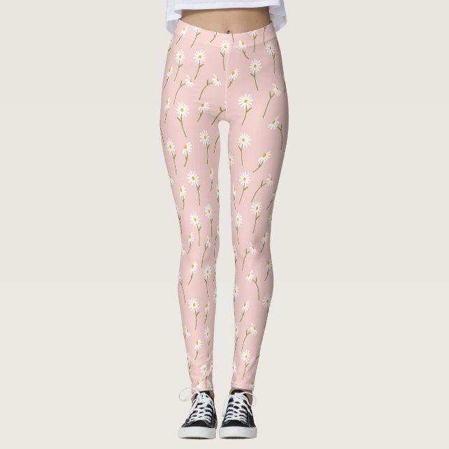 Modern Watercolor Floral Botanical Flowers  Leggings (Front)