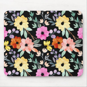 Modern Watercolor Floral Botanical Flowers  Mouse  Pad