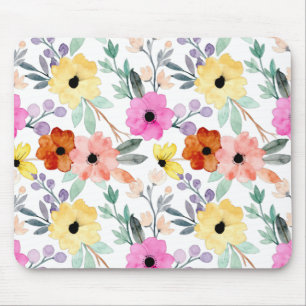 Modern Watercolor Floral Botanical Flowers  Mouse Pad