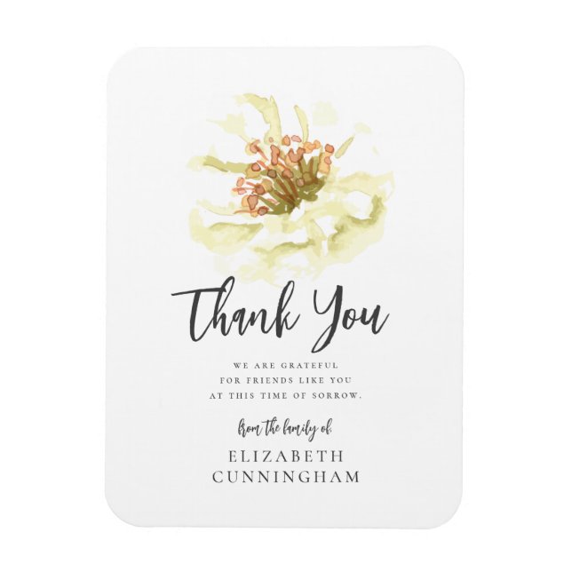 Modern Watercolor Floral Botanical Memorial Thanks Magnet (Vertical)