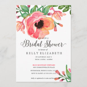 MODERN WATERCOLOR FLORAL bridal shower invitation